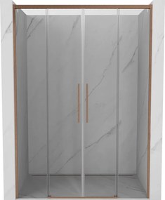 Mexen Rox, posuvné sprchové dvere 160 cm, 8mm číre sklo, medený matný profil, 8C2-160-002-65-00