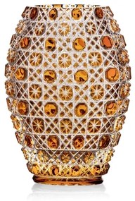 Bohémia Crystal Ručne brúsená váza Osmihran Amber 205mm