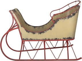Veľké béžovo-červené kovové sane Christmas Sleigh - 156*73*104 cm