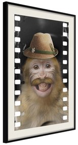 Artgeist Plagát - Monkey In Hat [Poster] Veľkosť: 40x60, Verzia: Čierny rám s passe-partout