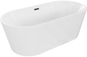 Mexen Luna, voľne stojaca vaňa 160 x 75 cm, biela, čierny matný prepad, 52031607500-70