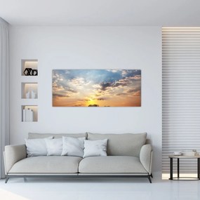 Obraz - Slony putujúce savanou (120x50 cm)