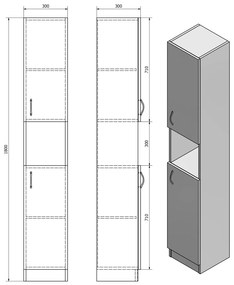 Aqualine, SIMPLEX ECO vysoká skrinka 30x180x30cm, SIME320