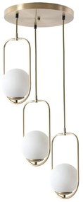 Závesné svietidlo v bielo-zlatej farbe so skleneným tienidlom ø 30 cm Ahu – Opviq lights