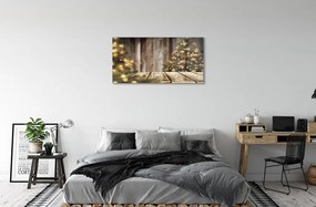 Sklenený obraz Dosky vianočné stromčeky 100x50 cm