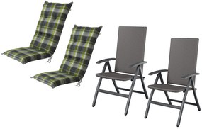 Livarno home Skladacie kreslo Valencia, sivá, 2 kusy + Podložka na kreslo Valencia, 120 x 50 x 8 cm, 2 kusy  (800008966)