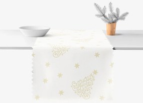 Goldea vianočný behúň na stôl teflónový - zlaté vianočné stromčeky a hviezdičky 20x120 cm