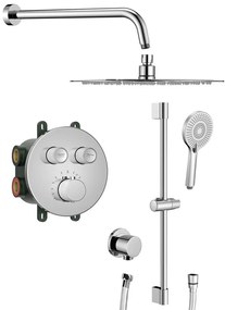 Sapho Sapho, SMART SELECT sprchový set s termostatickou batériou, 2 výstupy, posuvný držiak sprchy, chróm, RP032-02