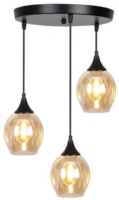 Candellux Čierno-hnedý závesný luster Aspa pre žiarovku 3x E27 s guľatou základňou 33-00613
