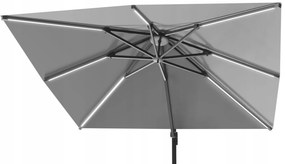 Zahradní slunečník s ochranným obalem a LED osvětlením ROMA 300 x 300 cm šedý