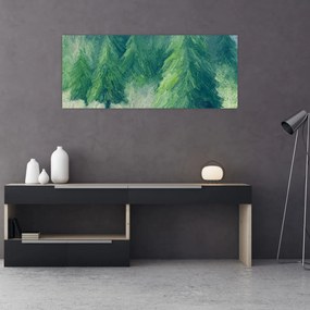 Obraz - Maľované ihličnany (120x50 cm)