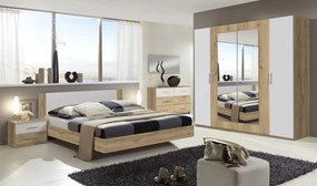 Posteľ s nočnými stolíkmi Nora 160x200 cm, doskový dub/biela