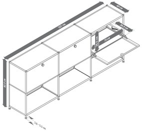 Kovový regál »CN3« s 3 premiestniteľnými priehradkami, sivý