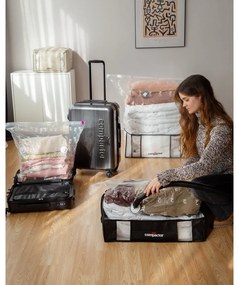 Čierny úložný box na oblečenie pod posteľ Compactor XXL Black Edition 3D, 145 l