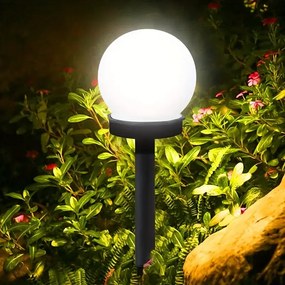 SADA 4 solárnych záhradných lámp, LED, BIELA, 10 cm, vodotesná, IP44