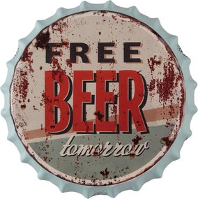 Nástenná kovová ceduľa Beer Free Tomorrow - Ø 33 cm