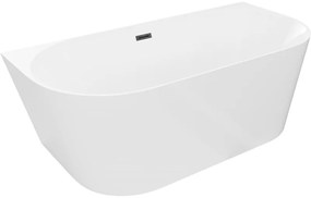 Mexen Oval Slim, voľne stojaca vaňa ku stene 170 x 80 cm, biela lesklá, čierny matný prepad, 52661708000-70