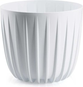 PLASTOVÝ KVETINÁČ STRIPPED SADA 2KS 18X15,5 CM+24X21 CM BIELA