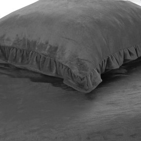 Zamatové posteľné obliečky s volánmi - antracitové 2 časti: 1ks 140x200 + 1ks 70x80
