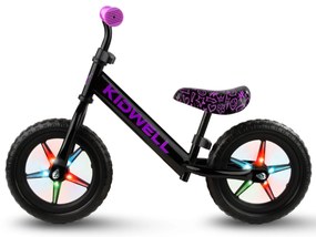 Kidwell Rebel LED balančný bicykel pre deti – LED ráfiky, EVA kolesá 28 cm, bez batérií