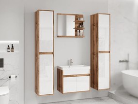 Kúpelňový nábytok Garmuzo XL, Farby: wotan / wotan + biely lesk, Sifón: so sifónom, Umývadlová batéria: nie
