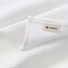 Goldea vianočná kuchynská vaflová utierka s výšivkou - imelo na bielom 50 x 70 cm