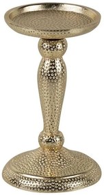 Champagne lesklý široký kovový svietnik s vyrytými bodkami Hamme - Ø 10*17cm