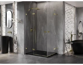 Mexen Lunar Duo, výklopný sprchový kút 110 x 95 cm, 8mm číre sklo, zlatý profil, 834-110L-095P-50-00
