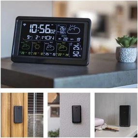 Meteostanica s LCD displejom GoSmart 230V/3xAAA Wi‑Fi Tuya čierna