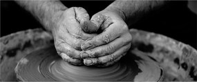Čiernobiely obraz - výroba keramiky (120x50 cm)