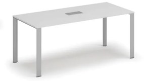 Stôl INFINITY 1800 x 900 x 750, biela + stolná zásuvka TYP I, strieborná