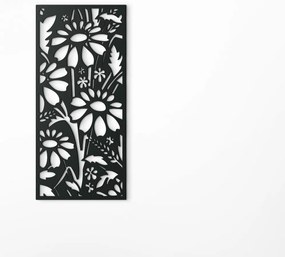 drevko Drevený obraz na stenu Kvety Rozmer obrazu: 44,5 x 20,5 cm, Farba dekorácie: Čierna