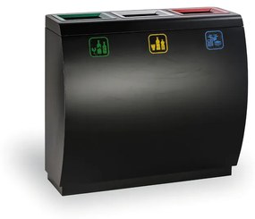 Odpadkový kôš na triedený odpad, 3x50 l, kovový