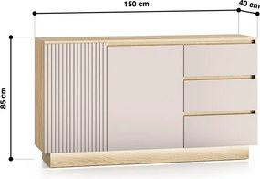 KOMODA AMARIS KAŠMÍR DUB MAVELIE LED 150 cm