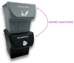 VILDE Sada 2ks úložných boxov VEGBOX na zemiaky a zeleninu s vetraním, VEGBOX čierny+sivý (14l )
