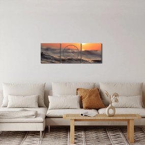 Obraz morskej vlnky (s hodinami) (90x30 cm)