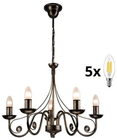 Brilagi - LED Luster na reťazi STEFANO 5xE14/40W/230V čierna patiny 8590828606697