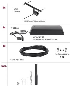Paulmann 94446 - SADA 5xGU5,3/10W Bodové svietidlo SALT 230V čierna