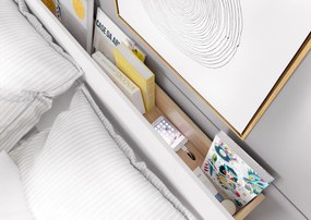 Drevená manželská posteľ  LUNA 180x200  biela  dub stirling