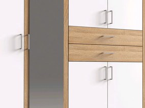 Šatníková skriňa Diver 270 cm, bílá/dub sonoma