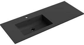 Mexen Otis, umývadlo zapustené do dosky, ľavé, 121 × 46,5 cm, čierna matná, 25181271L