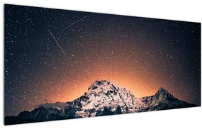 Obraz nočnej oblohy s horou (120x50 cm)