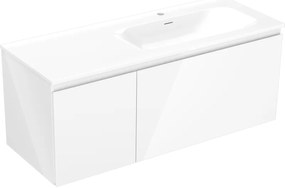 Mexen Orio, kúpeľňová skrinka 120 cm s pravým umývadlom Vela, 1S, 1D, biela lesklá, 91A13-12047-3-BBFF00-W23P00