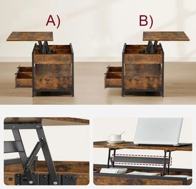 Vasagle Výškovo nastaviteľný konferenčný stolík GASPAR, 50x100x(48-63)cm hnedá/čierna