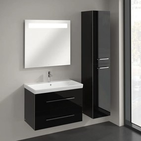 VILLEROY &amp; BOCH Avento závesná vysoká skrinka, 2 dvierka, pánty vpravo, 350 x 372 x 1760 mm, Crystal Black, A89401B3