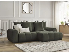 Khaki ženilková rozkladacia/s úložným priestorom rohová pohovka (pravý roh/s leňoškou) Roxelane – Bobochic Paris