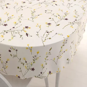 Biante Bavlnený oválny obrus Sandra SA-496 Žlté a hnedofialové lúčne kvietky na krémovom 60x100 cm
