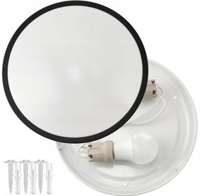 BERGE Okrúhle čierne prisadené stropné svietidlo N/T 2x E27 + 2x LED žiarovka