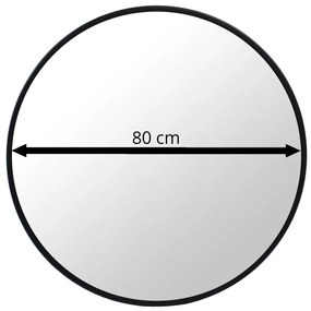 Okrúhle zrkadlo čierny rám 80 cm