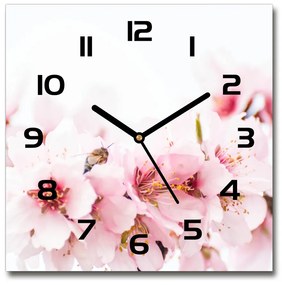 Sklenené hodiny štvorec Kvety višne pl_zsk_30x30_c-f_79943111
